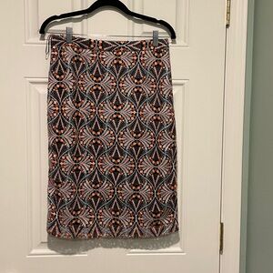 Moulinette Soeurs Blue, Peach & White Geometric Pencil Skirt